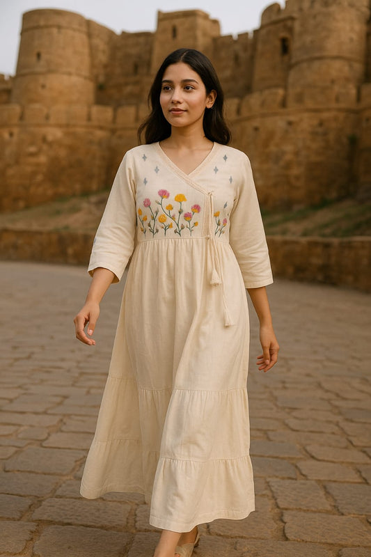 Meadow Grace Ivory Anarkali Kurti